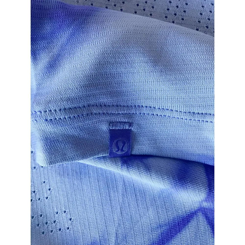 Lululemon Train to Be Short Sleeve Shirt Size 8 Purple Tie Dye Indigo Mesh Tee